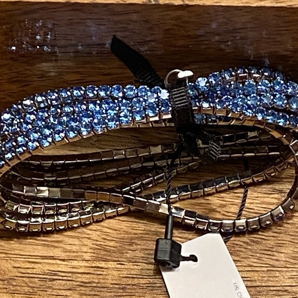 WHBM Hematite & Blue Rhinestone Stretch Bracelets, Set Of 5 - NWT - Picture 5 of 7